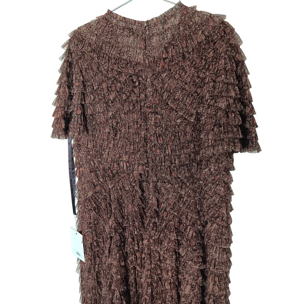 New with Tags Mac Duggal 8042 Brown Multi Tiered Ruffle Chiffon Gown Dress Sz 20 - Picture 13 of 16